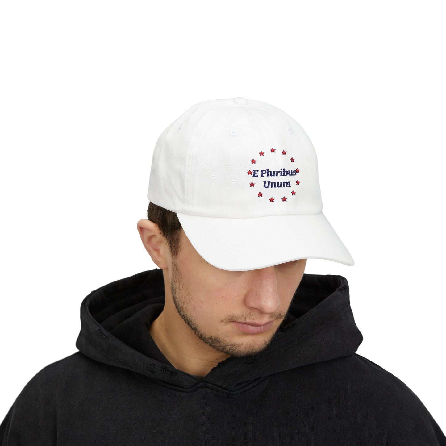E Pluribus Unum 100% Cotton Baseball Cap | Ring of 13 Red Stars