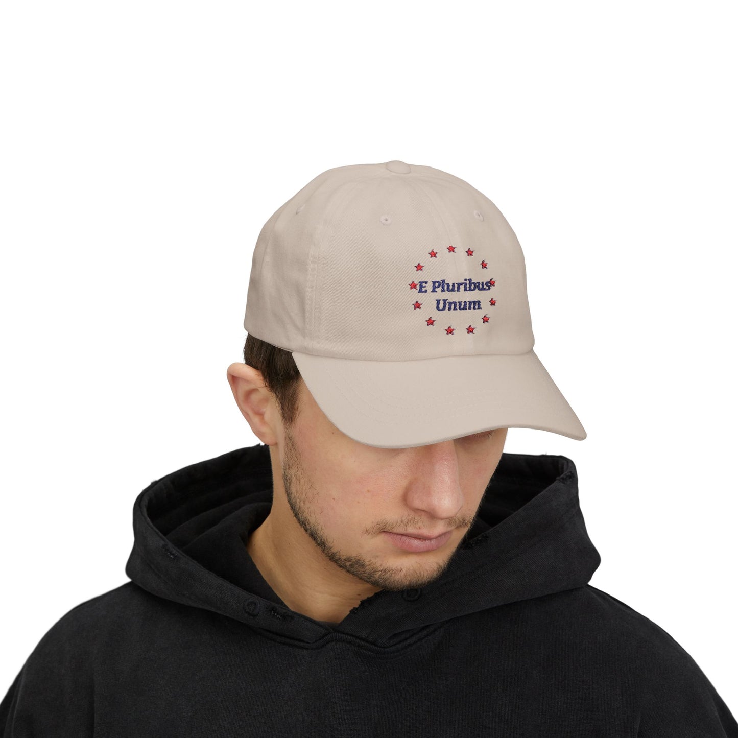 E Pluribus Unum 100% Cotton Baseball Cap | Ring of 13 Red Stars