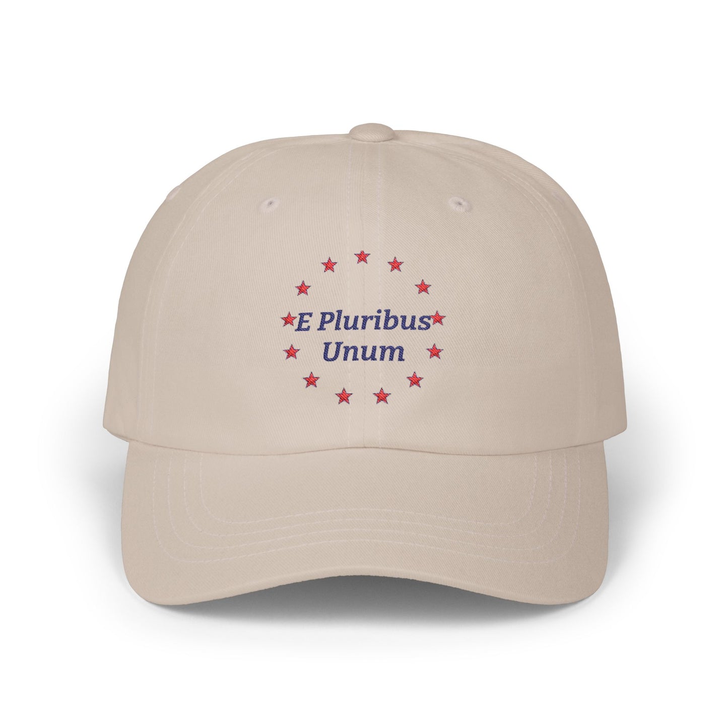 E Pluribus Unum 100% Cotton Baseball Cap | Ring of 13 Red Stars