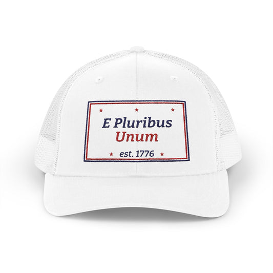E Pluribus Unum Embroidered Snapback Trucker Hat | 250th Anniversary | Limited Edition Patriotic Cap