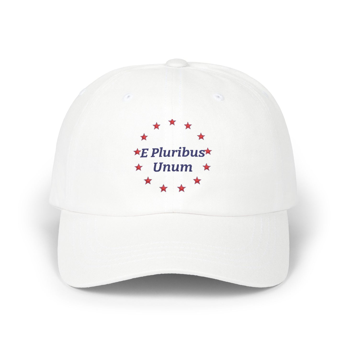 E Pluribus Unum 100% Cotton Baseball Cap | Ring of 13 Red Stars