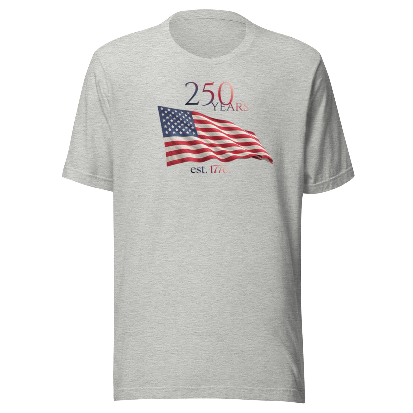 America 250th anniversary t-shirt grey Athletic Heather American flag graphic Est 1776 limited edition Bella Canvas