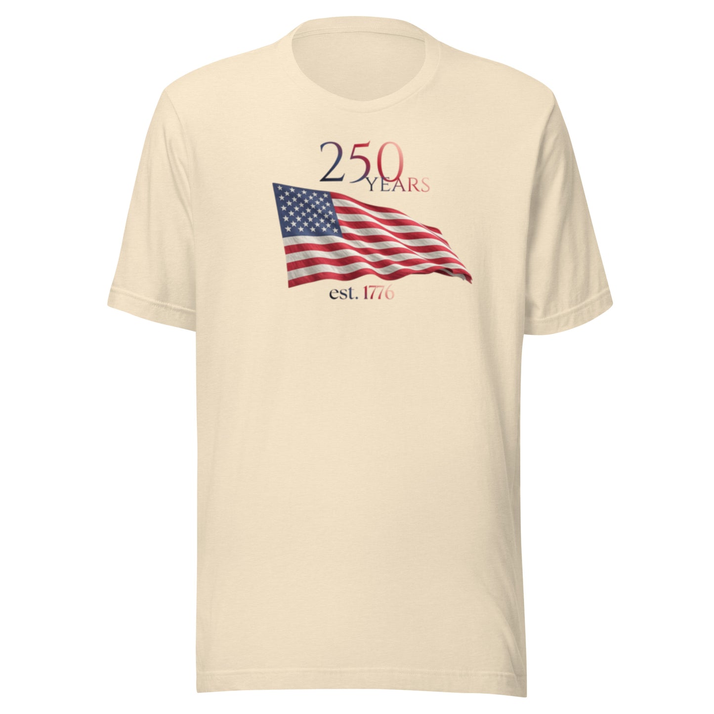 America 250th anniversary t-shirt heather natural American flag graphic Est 1776 limited edition Bella Canvas unisex